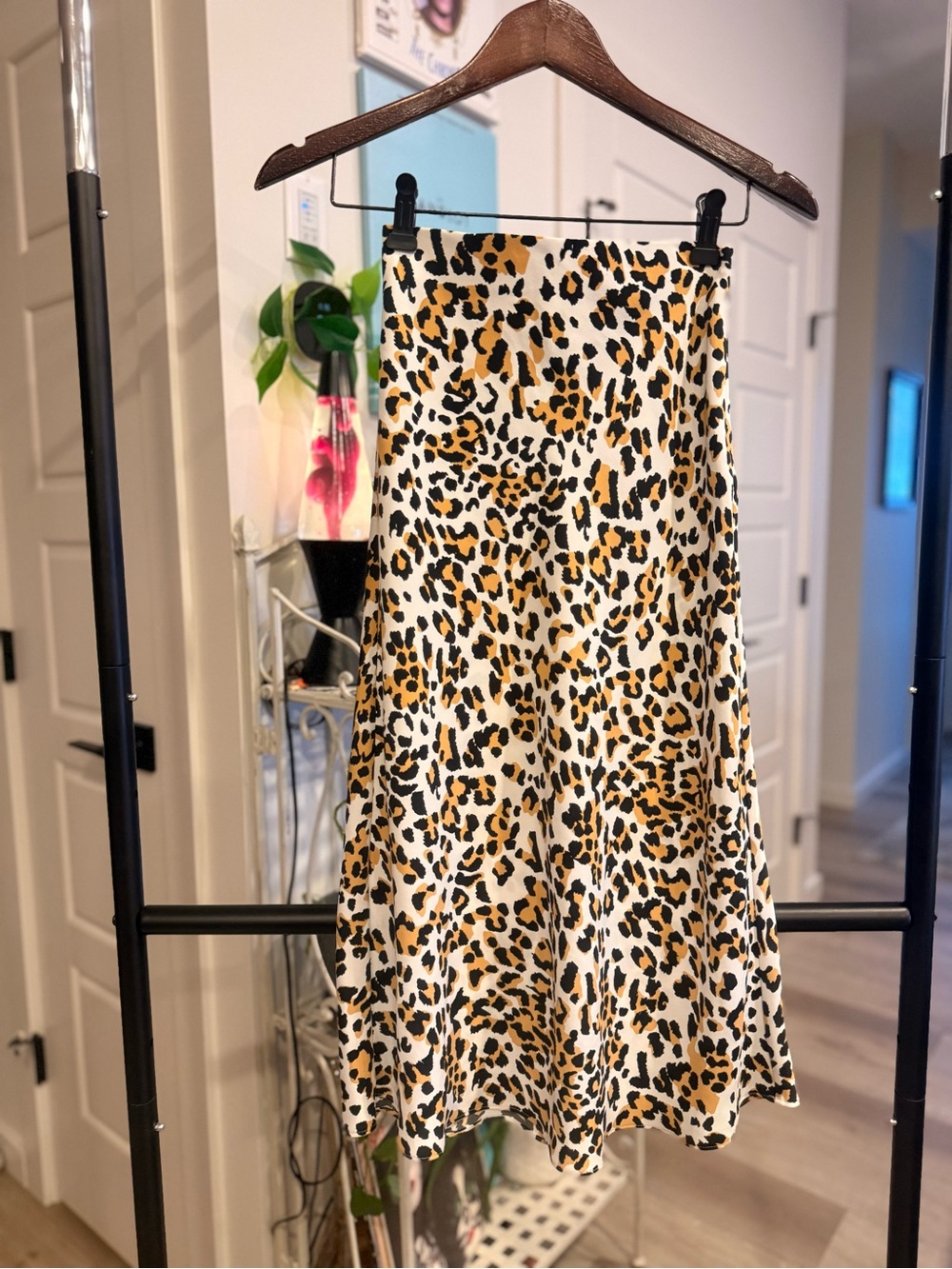 Babaton Leopard Print Midi Skirt - White, Tan, Black